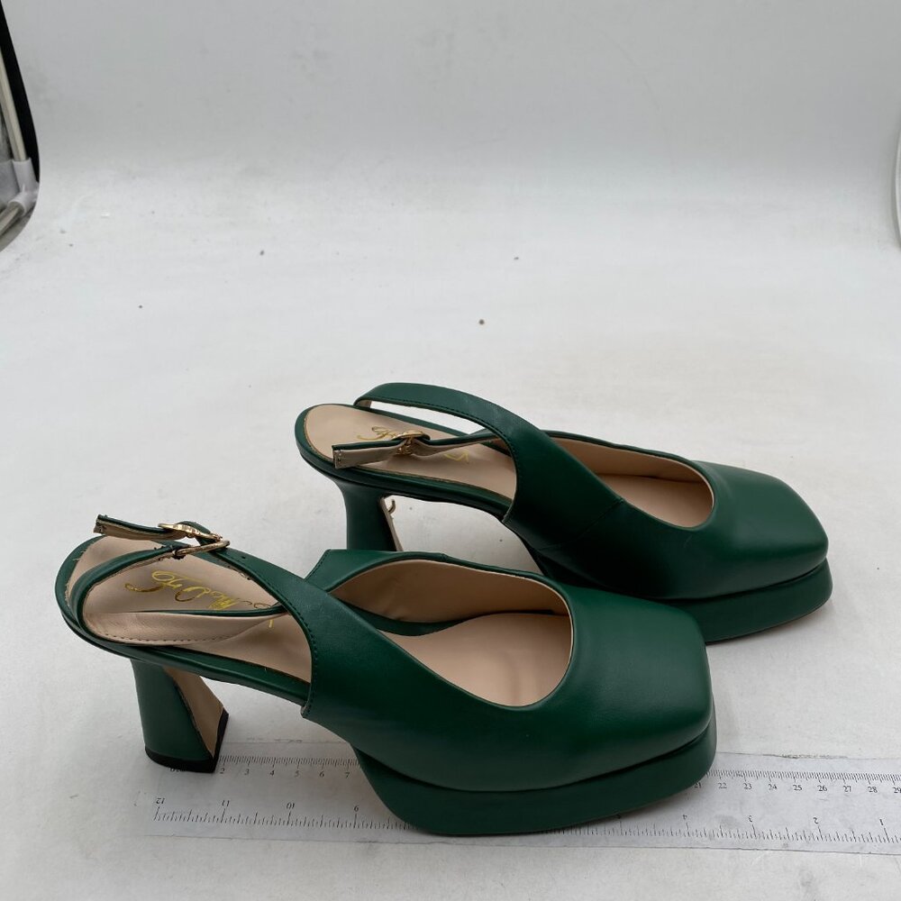 Fowt Green Platform Square Toe Block High Heels A… - image 4